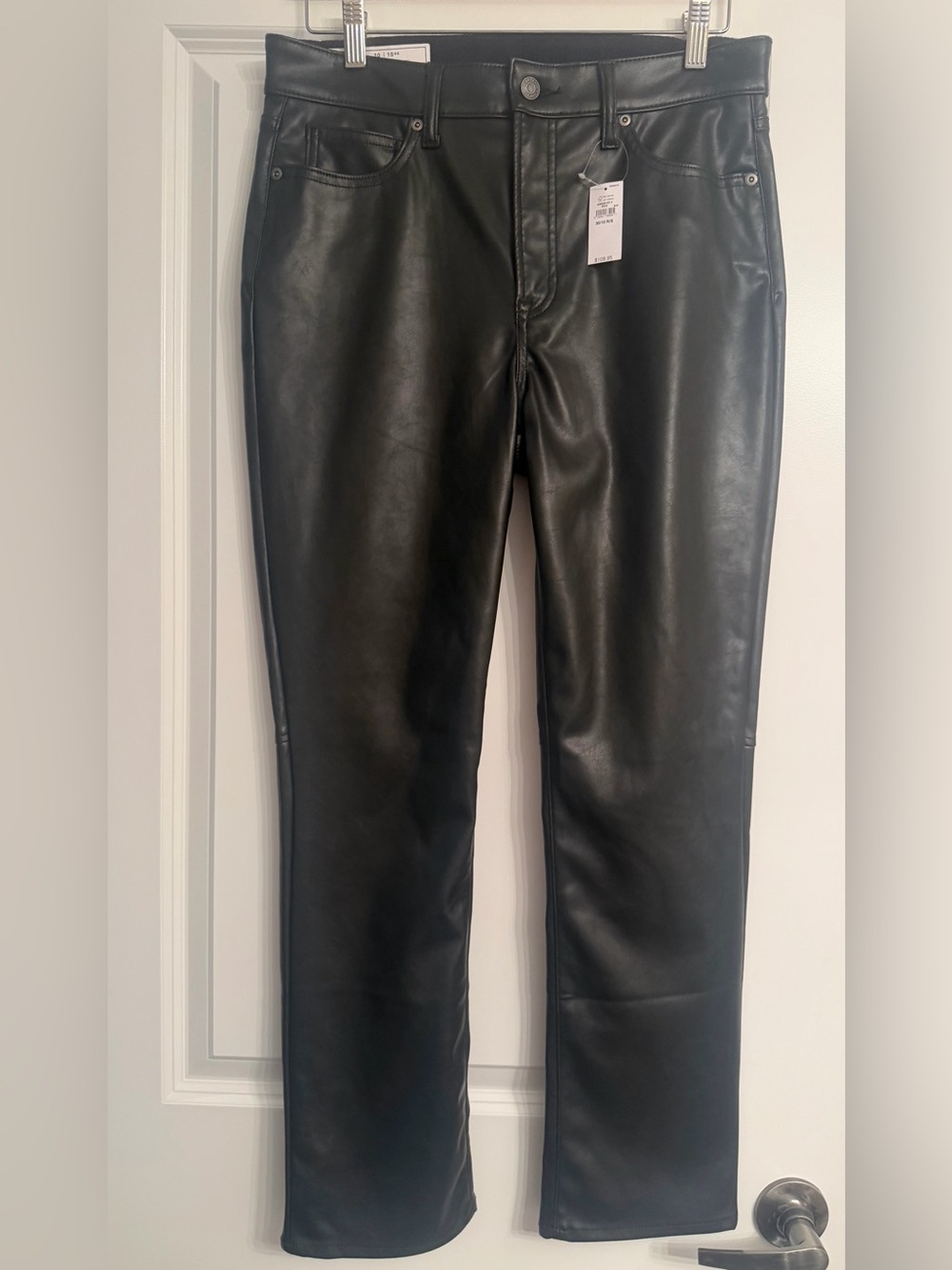GAP Black Faux Leather Straight-Leg Jeans